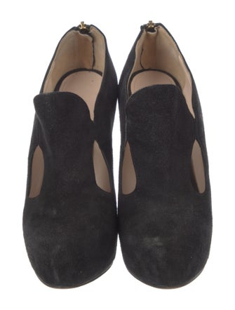 Prada Suede Cutout Accent Pumps