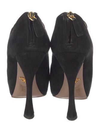 Prada Suede Cutout Accent Pumps