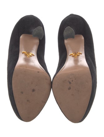 Prada Suede Cutout Accent Pumps