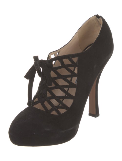 Prada Suede Lasercut Accents Lace-Up Boots