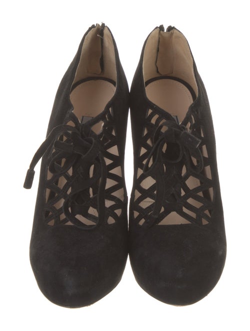 Prada Suede Lasercut Accents Lace-Up Boots