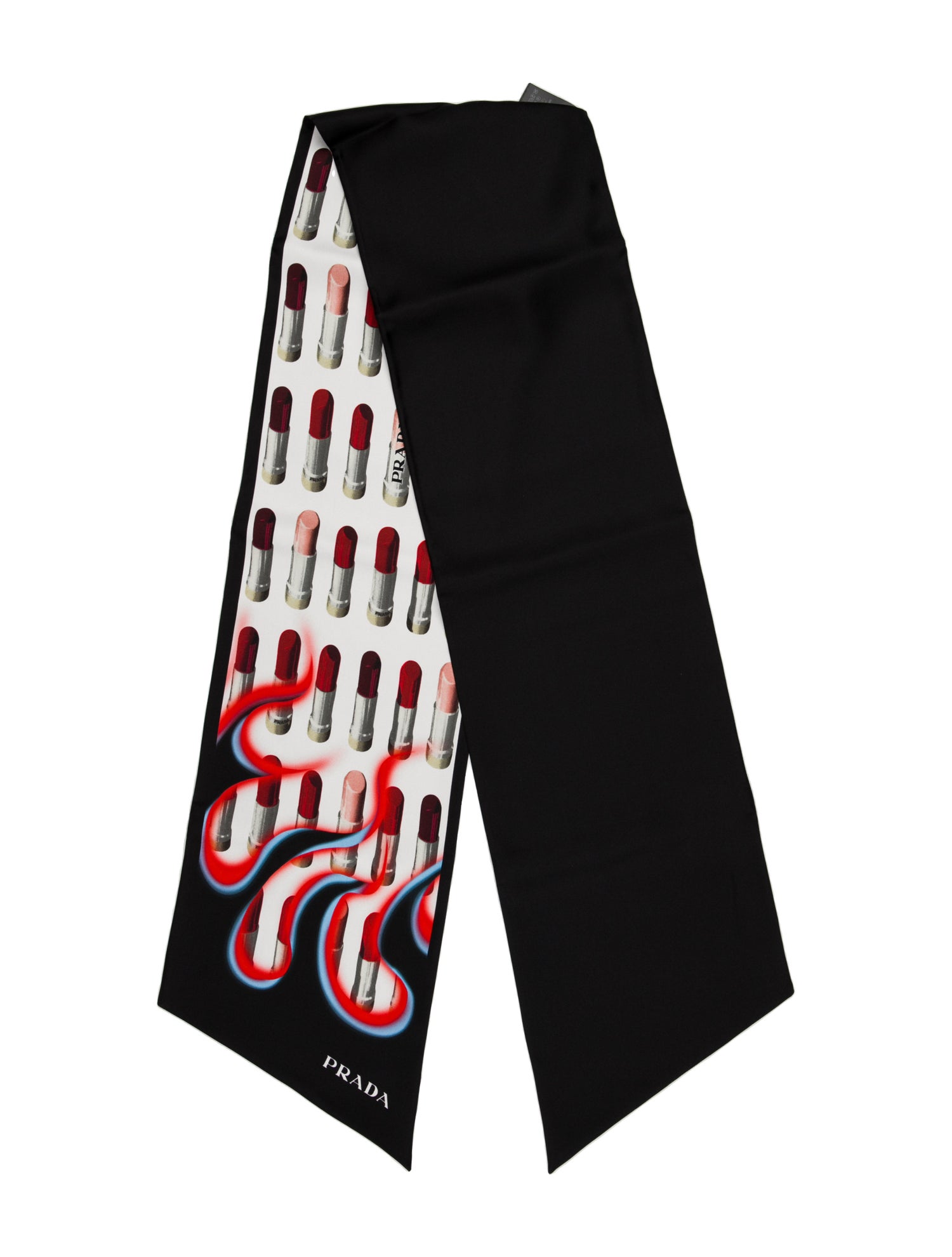 Prada Match Lipstick Silk Scarf w/ Tags - Black Scarves and