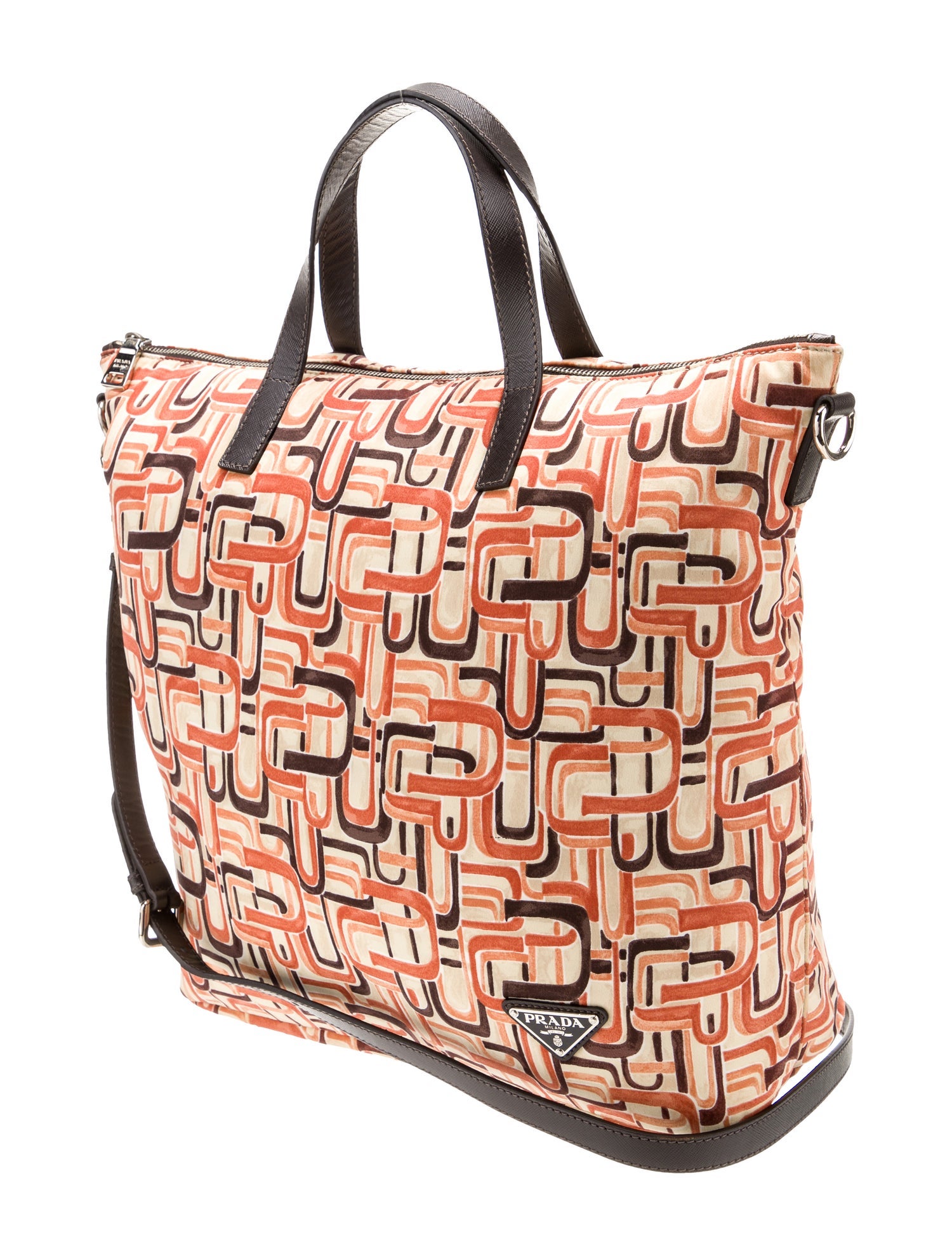 Prada Saffiano-Trimmed Tessuto Stampata Tote