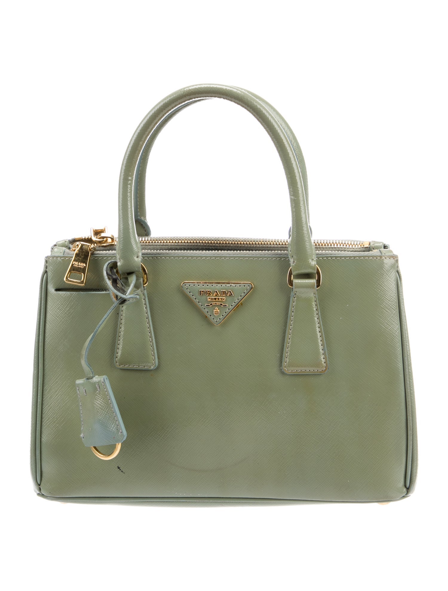 Prada Small Saffiano Vernice Galleria Double Zip Tote