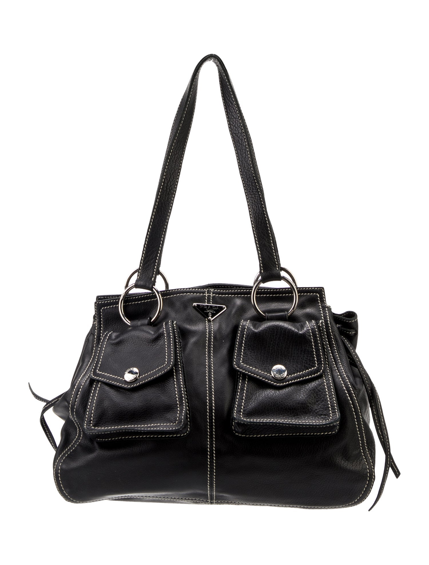 PRADA バッグ 90s vintage ギャランティーカード付き Prada Soft Calf Shoulder Bag - Black Shoulder Bags, Handbags