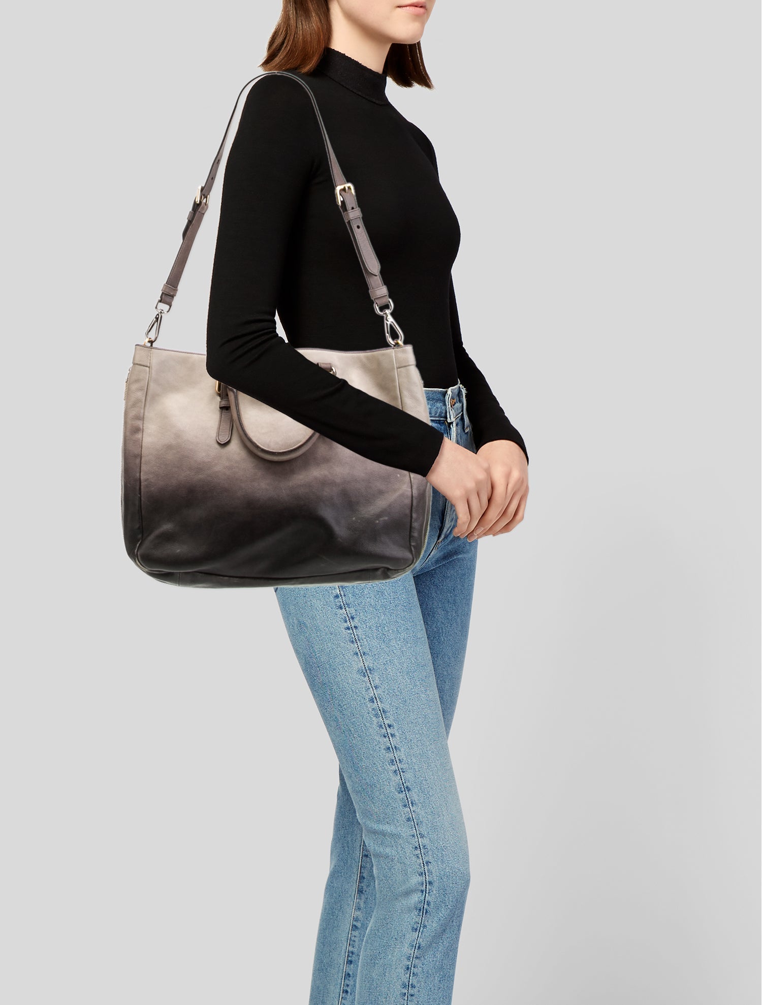 Prada Ombre Glace Zippers Bowler Bag - Neutrals Totes, Handbags