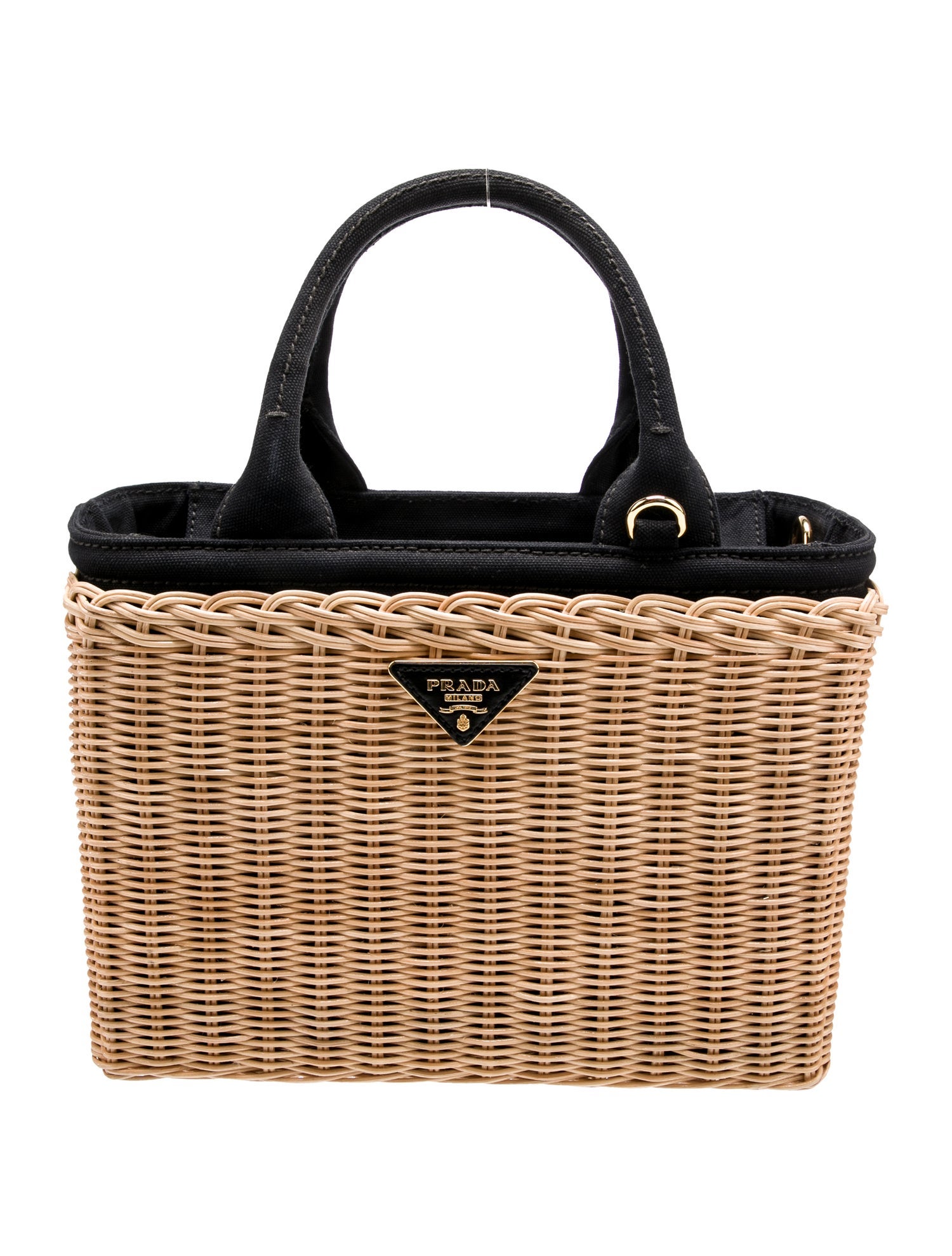 Prada Straw Midollino Small - Neutrals Handle Bags, Handbags
