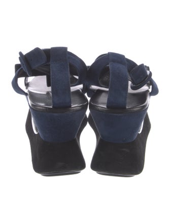 Prada Suede Bow Accents T-Strap Sandals