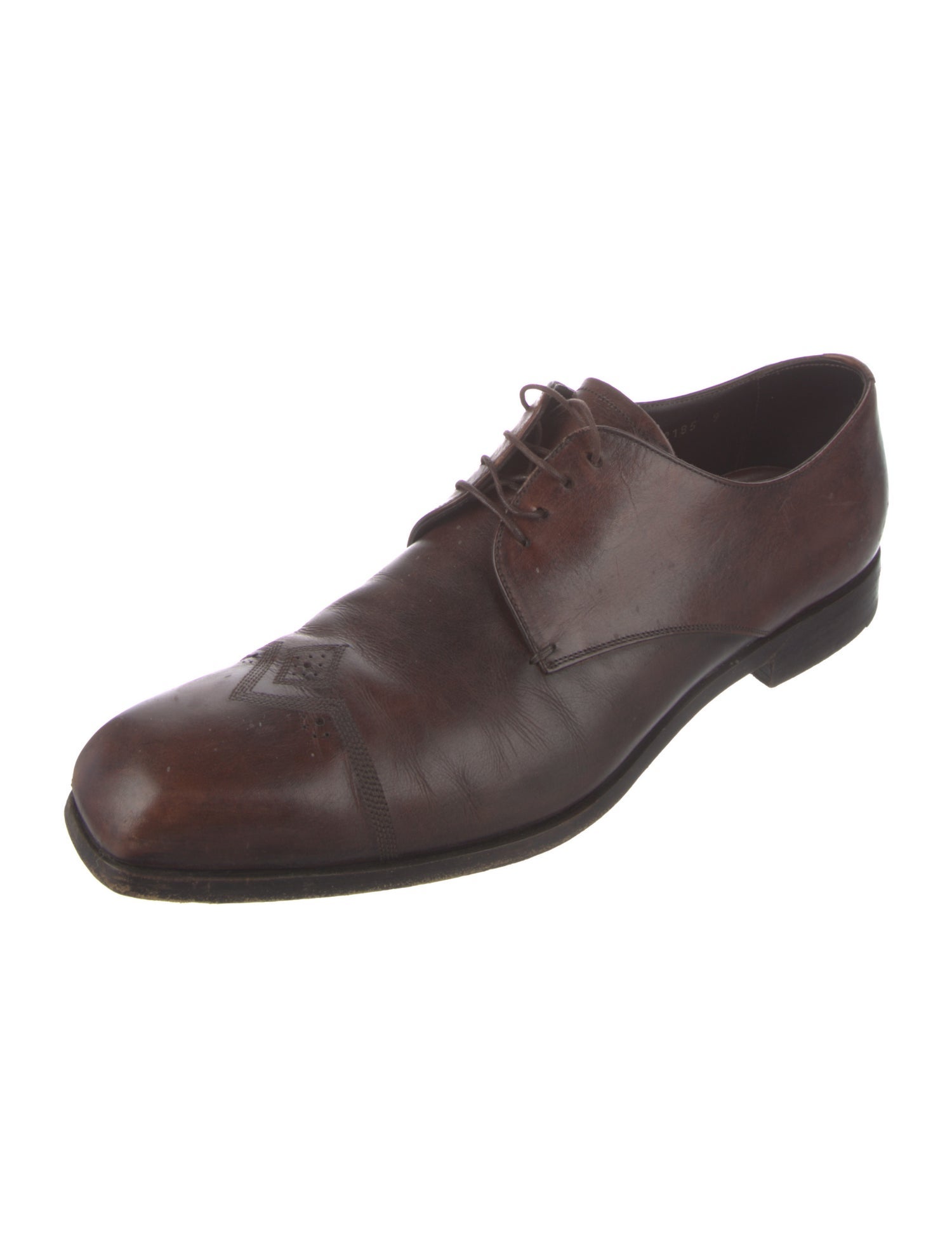 Prada Brown Leather Oxfords And Derbies