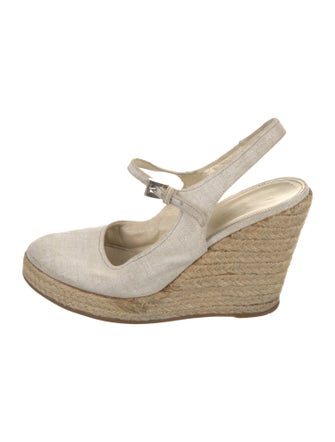 Prada Canvas Braided Accents Slingback Pumps