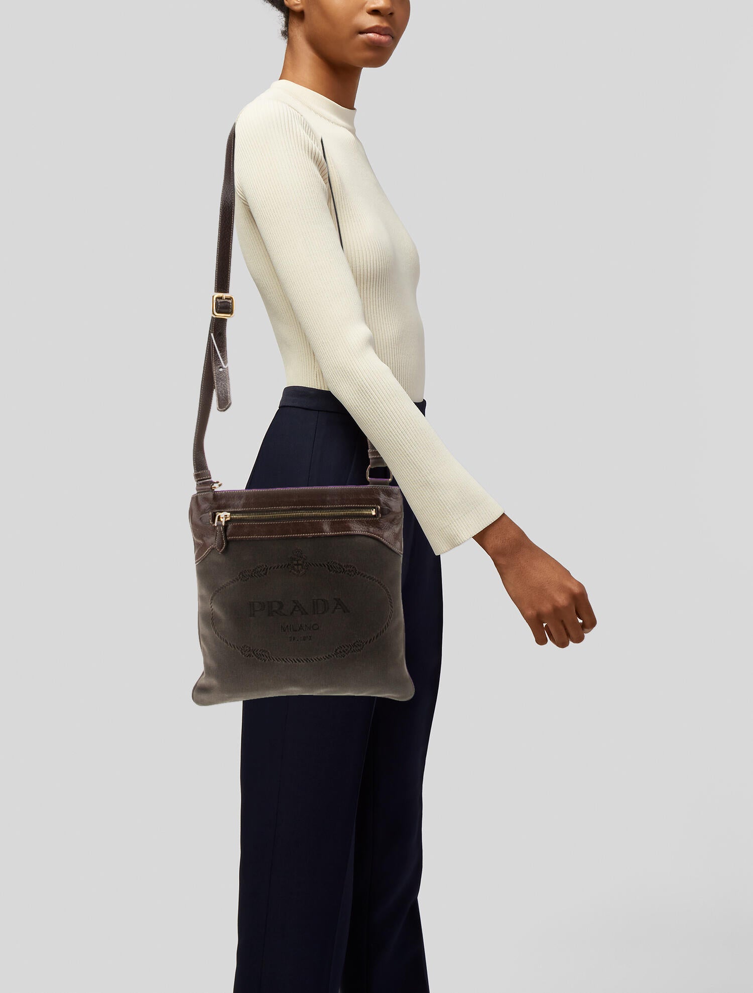 Prada Logo Jacquard Crossbody Bag