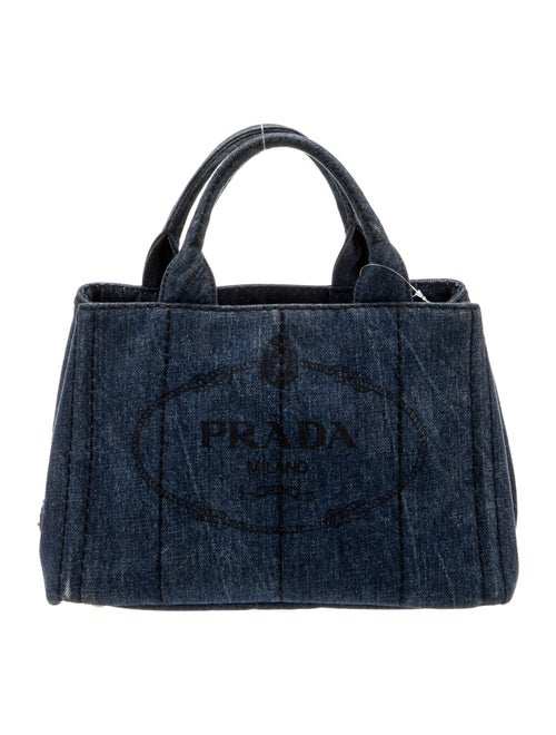 Prada Enameled Metal Triangle Logo Tote Small