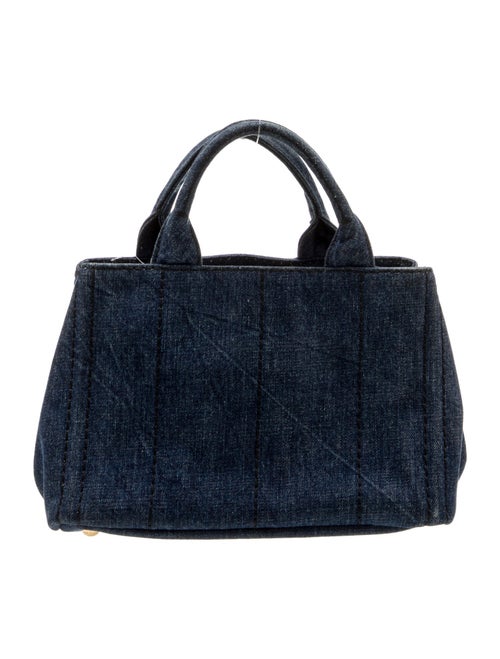 Prada Enameled Metal Triangle Logo Tote Small