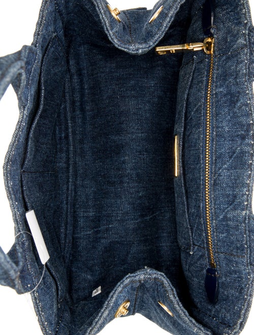 Prada Enameled Metal Triangle Logo Tote Small