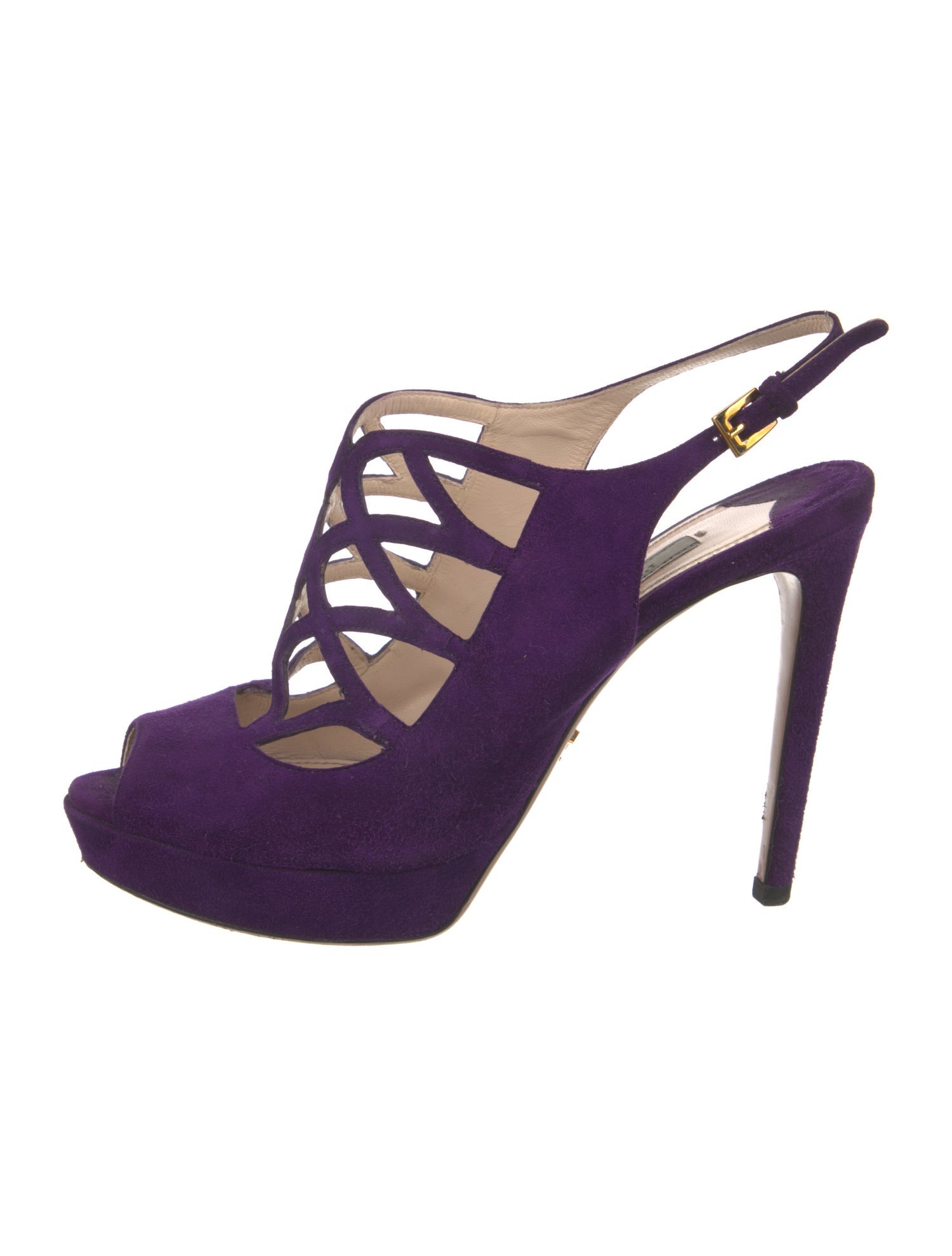 Prada Suede Cutout Accent Slingback Pumps