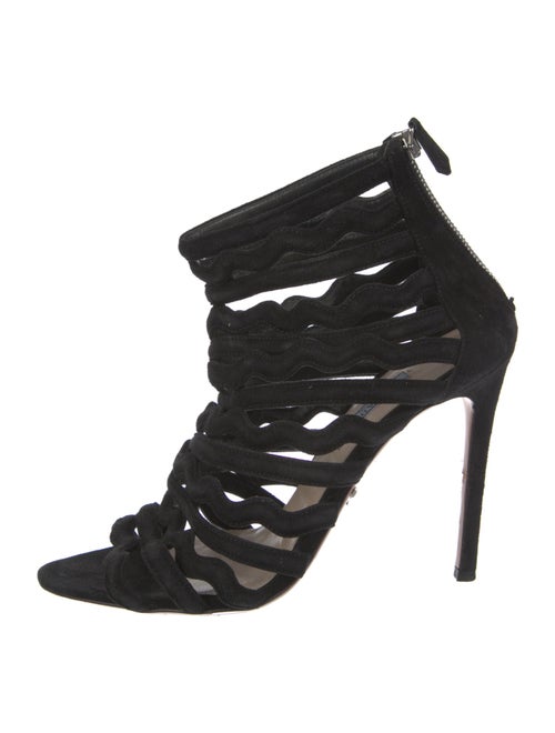 Prada Suede Animal Print Lace-Up Boots