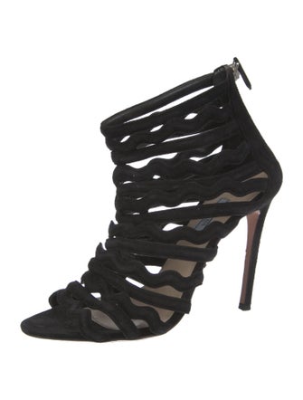 Prada Suede Animal Print Lace-Up Boots