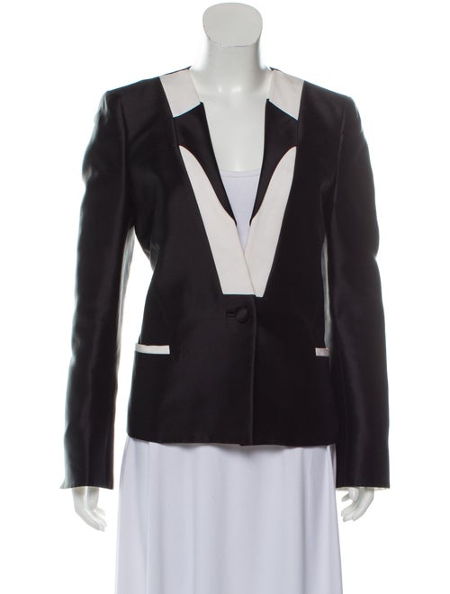 Prabal Gurung Wool-Blend Collarless Blazer Black