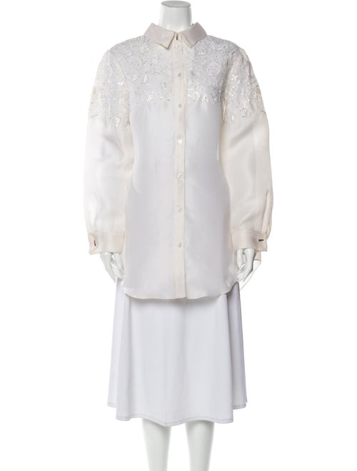 Prabal Gurung Silk Floral Print Button-Up Top w/ T