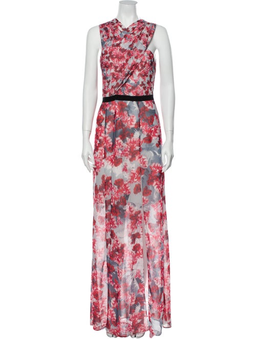 Prabal Gurung Floral Print Long Dress Red