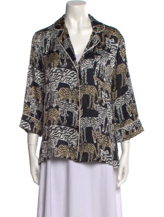Prabal Gurung Silk Printed Button-Up Top