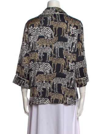 Prabal Gurung Silk Printed Button-Up Top