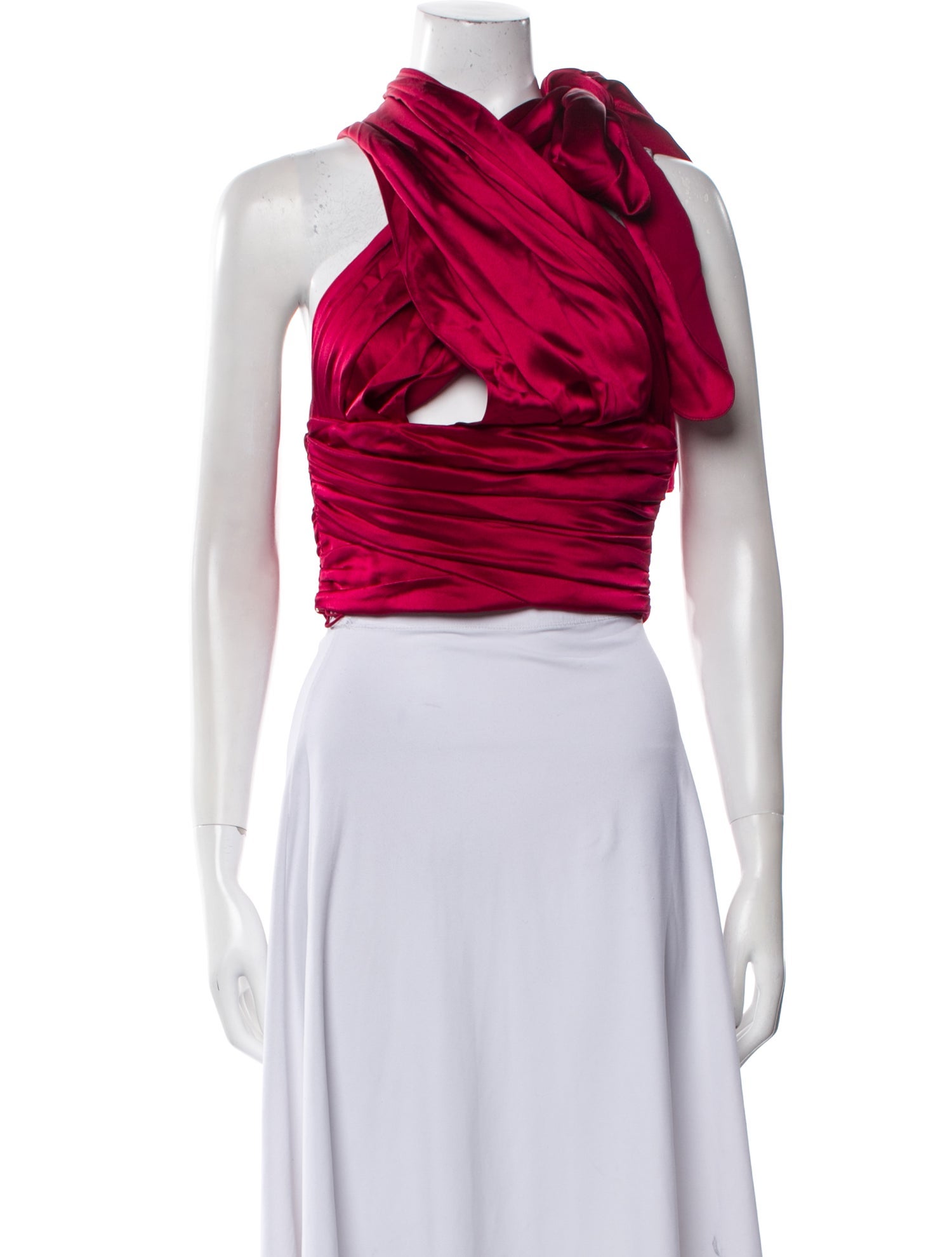 Prabal Gurung Halterneck Sleeveless Crop Top