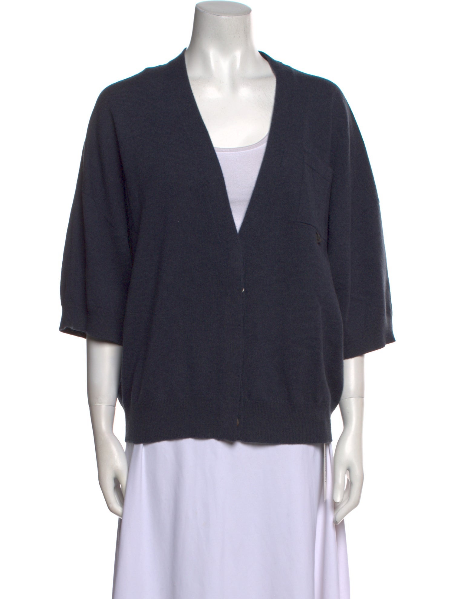 Prabal Gurung Plunge Neckline Three-Quarter Sleeve Blouse