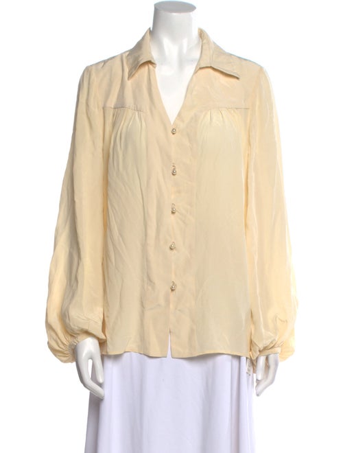 Prabal Gurung Silk Long Sleeve Button-Up Top