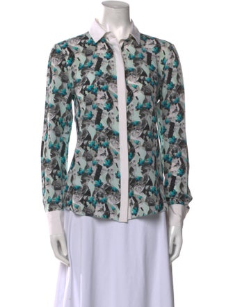 Prabal Gurung Silk Printed Button-Up Top