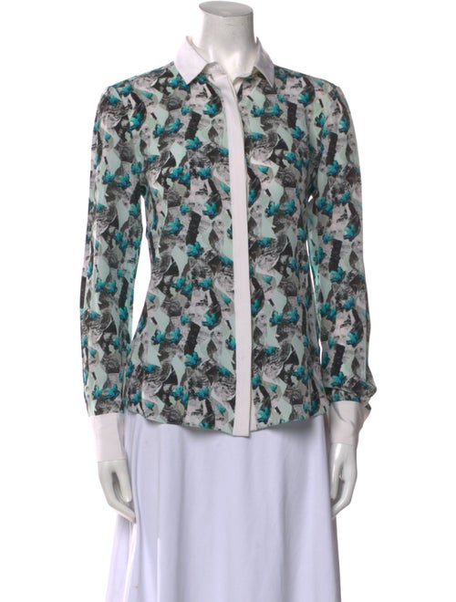 Prabal Gurung Silk Printed Button-Up Top