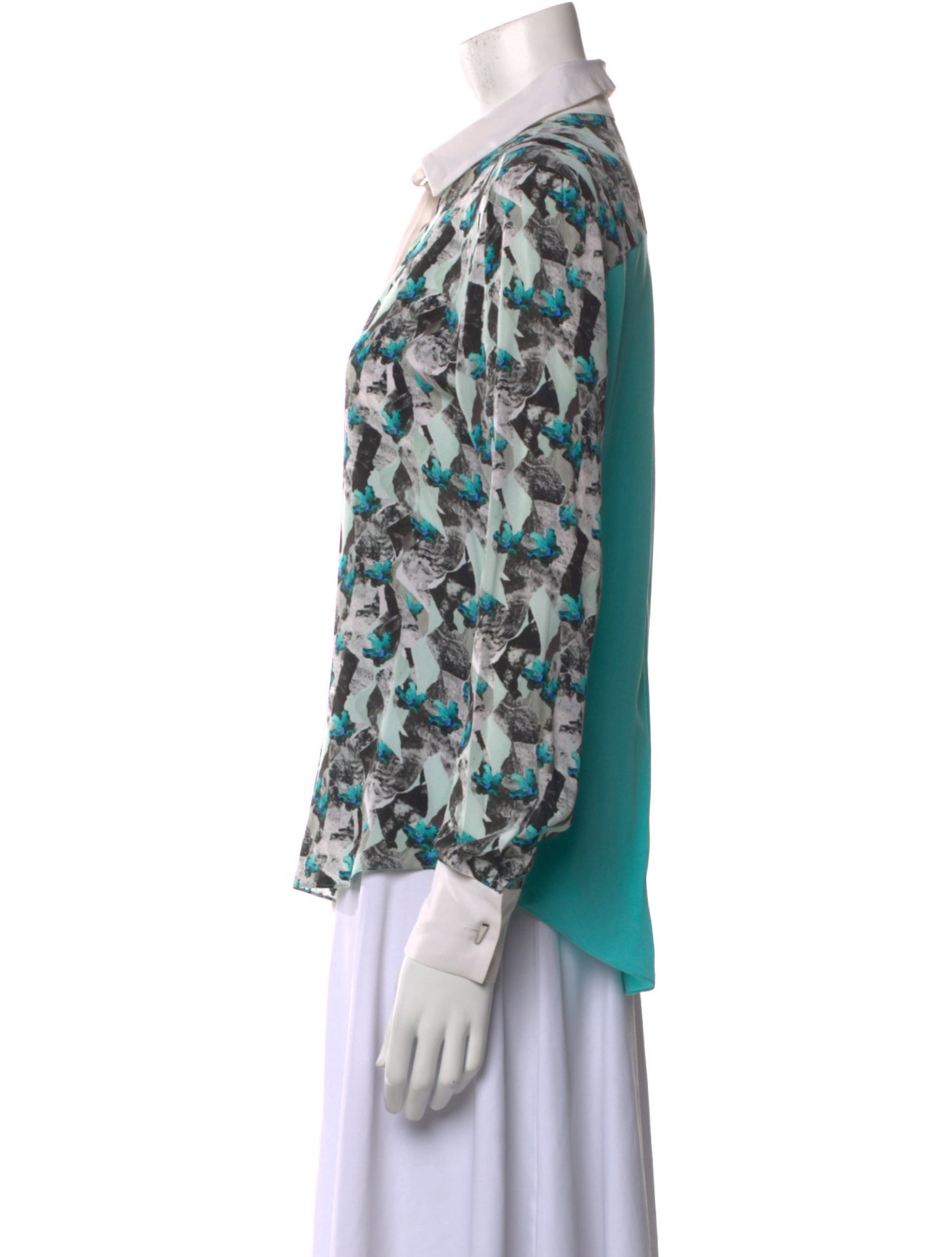 Prabal Gurung Silk Printed Button-Up Top