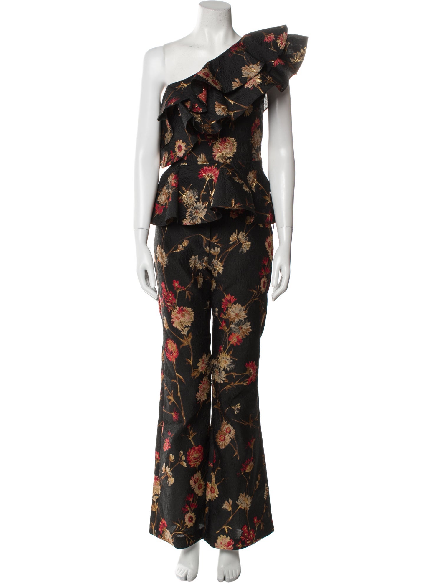 Prabal Gurung Floral Print Ruffle Embellishment Pant Set