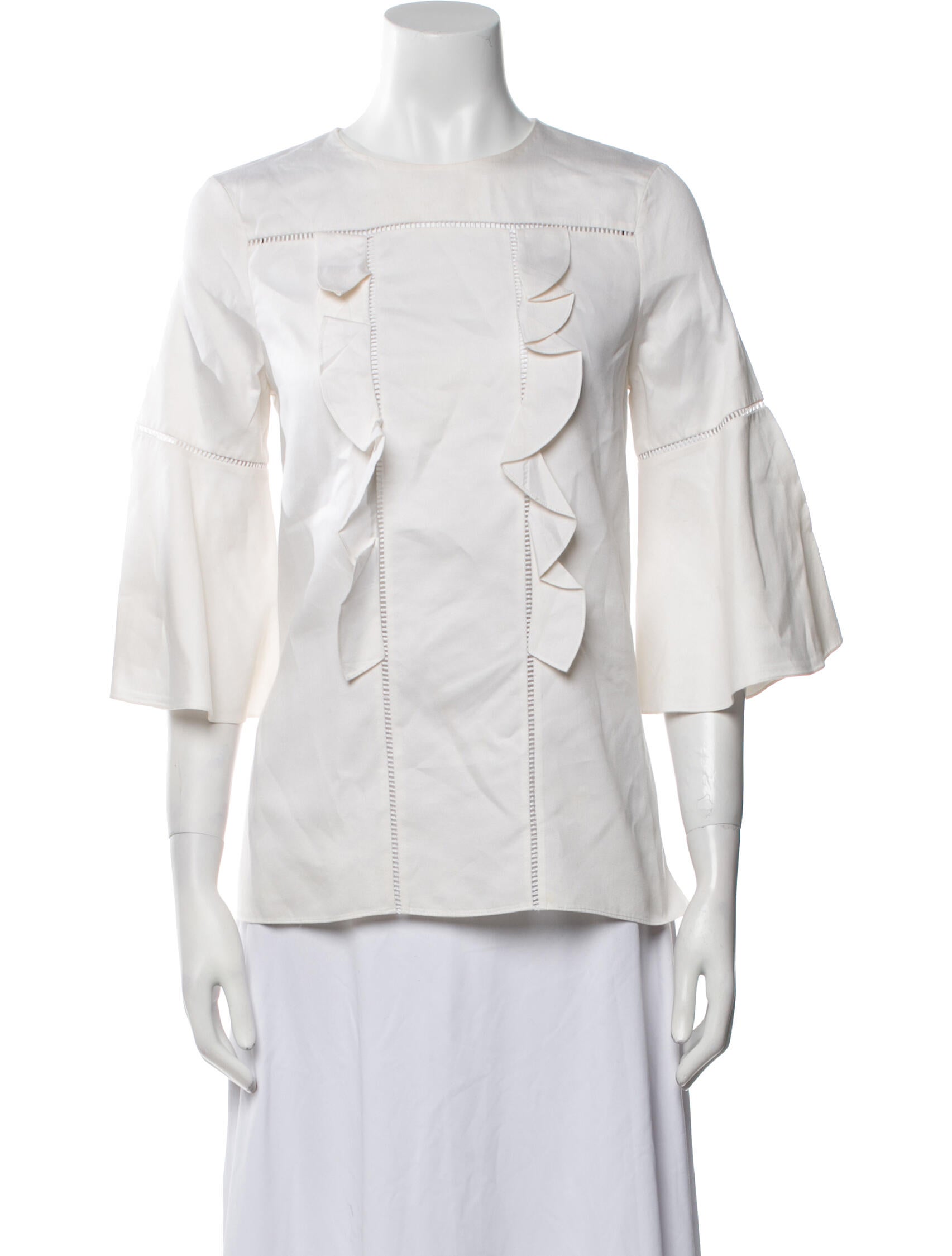 Prabal Gurung Bateau Neckline Three-Quarter Sleeve Blouse