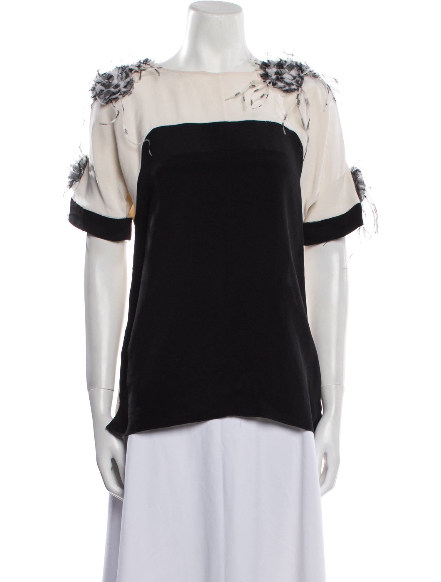 Prabal Gurung Silk Bateau Neckline T-Shirt
