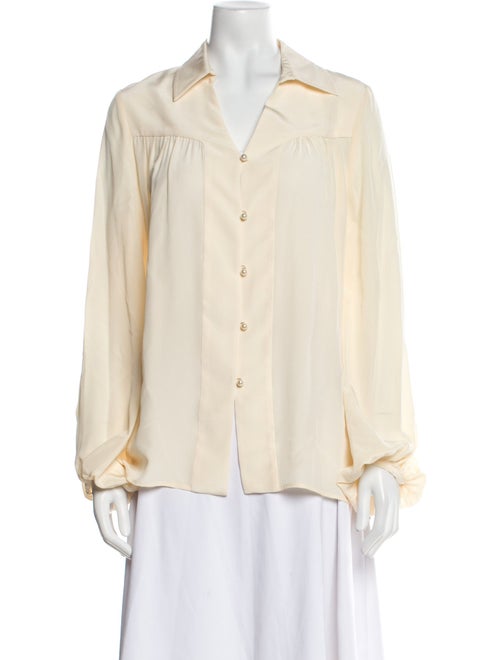 Prabal Gurung Silk Long Sleeve Button-Up Top