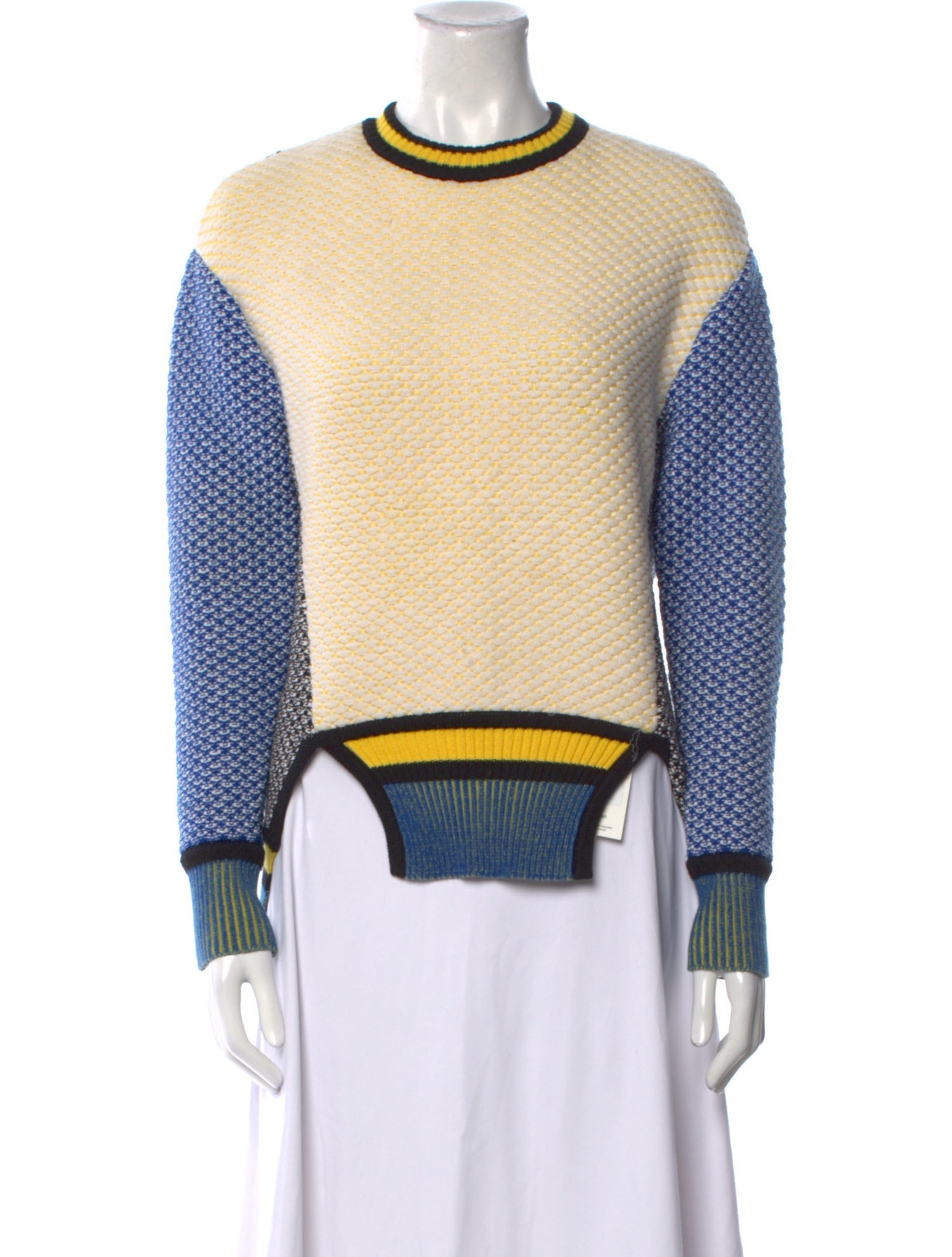 Prabal Gurung Colorblock Pattern Crew Neck Sweater