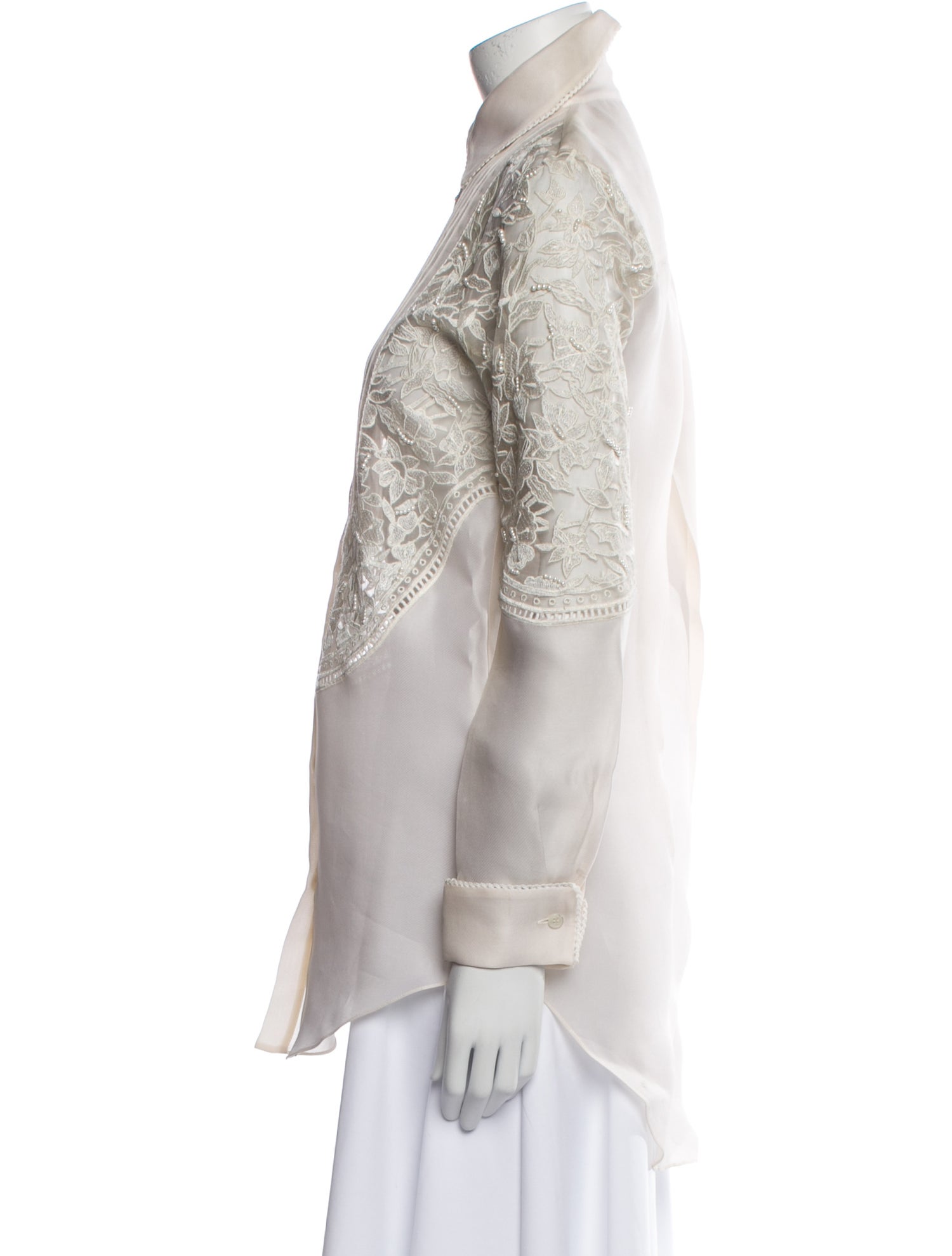 Prabal Gurung Silk Long Sleeve Button-Up Top