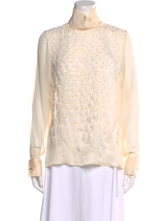 Prabal Gurung Silk Mock Neck Blouse
