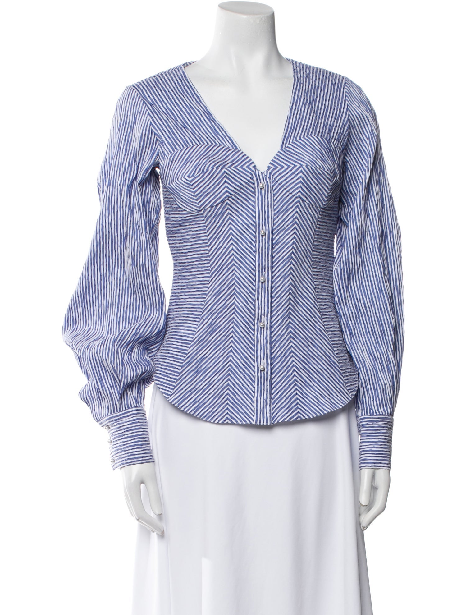 Prabal Gurung Striped V-Neck Blouse