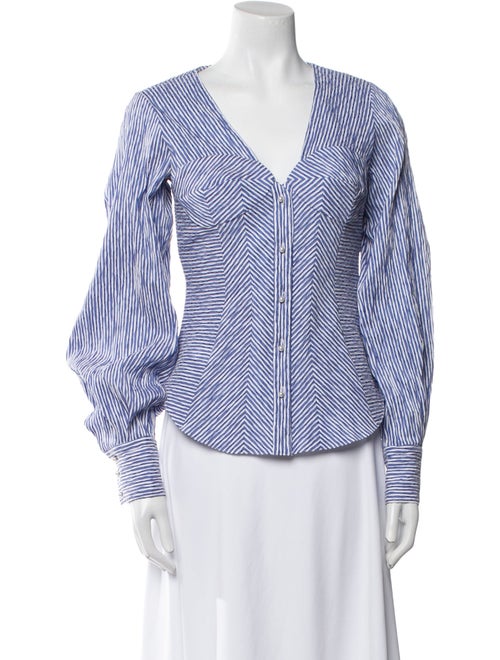 Prabal Gurung Striped V-Neck Blouse
