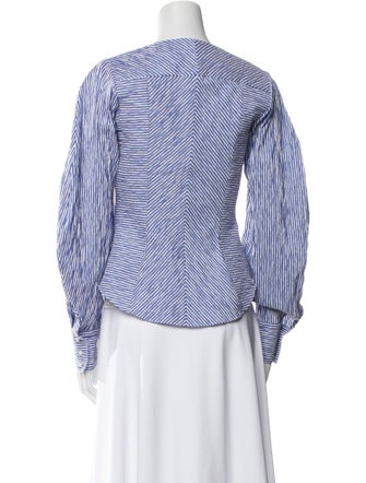 Prabal Gurung Striped V-Neck Blouse