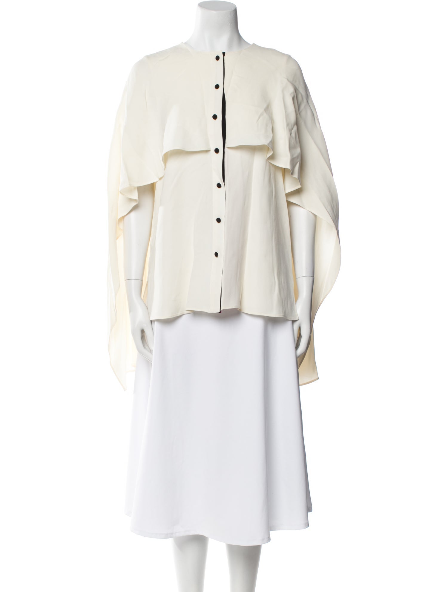 Prabal Gurung Silk Three-Quarter Sleeve Button-Up Top