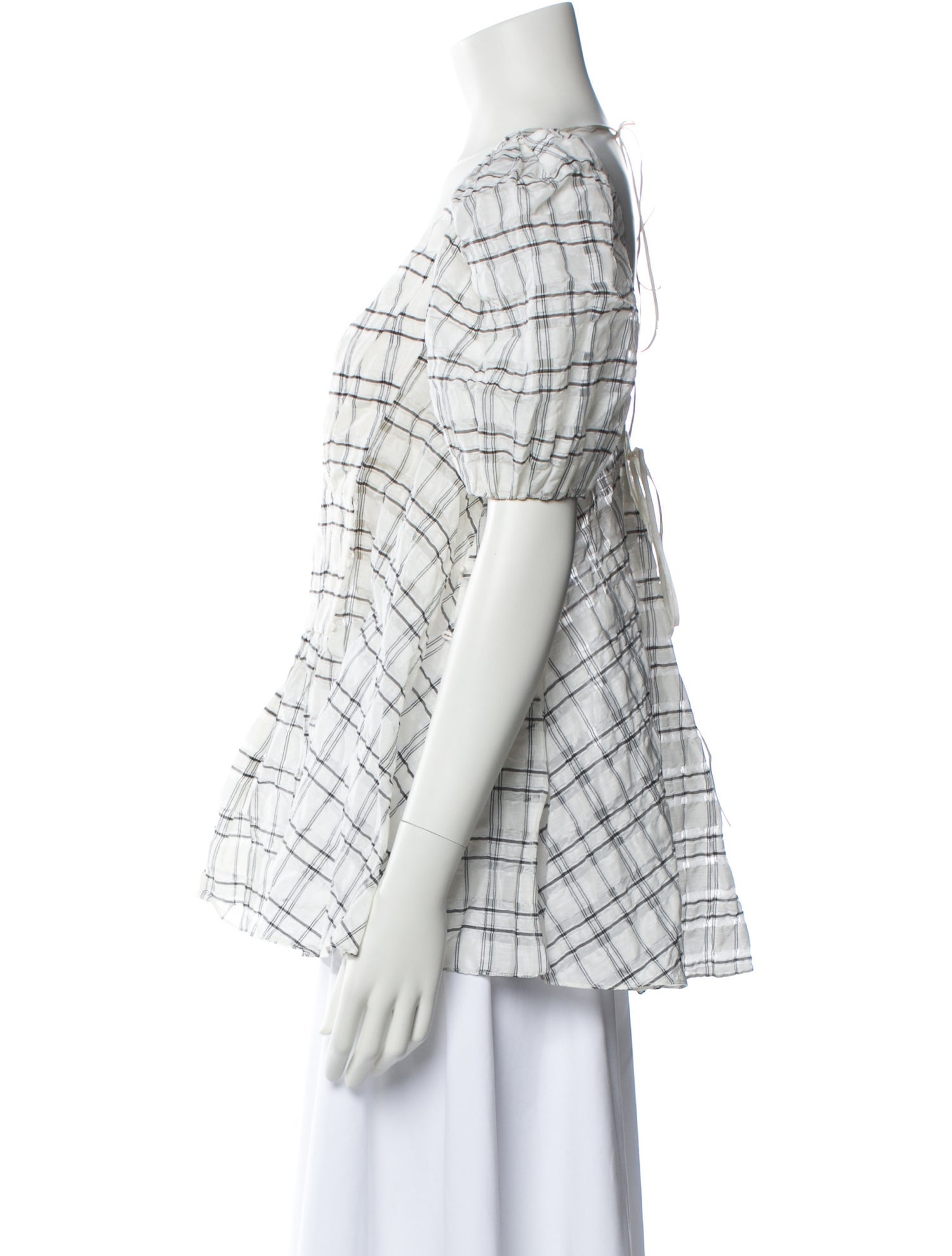 Prabal Gurung Plaid Print Square Neckline Button-Up Top
