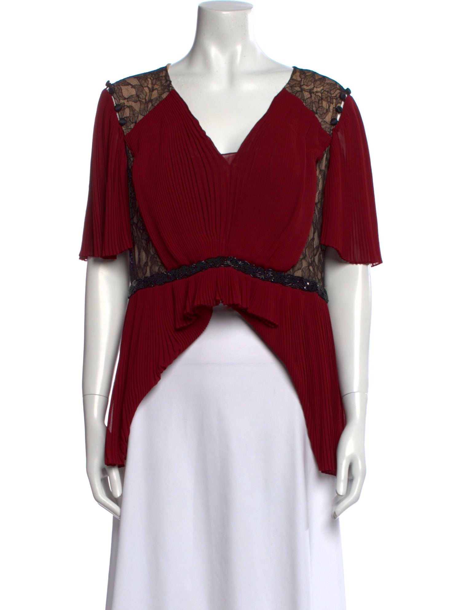 Prabal Gurung V-Neck Short Sleeve Crop Top