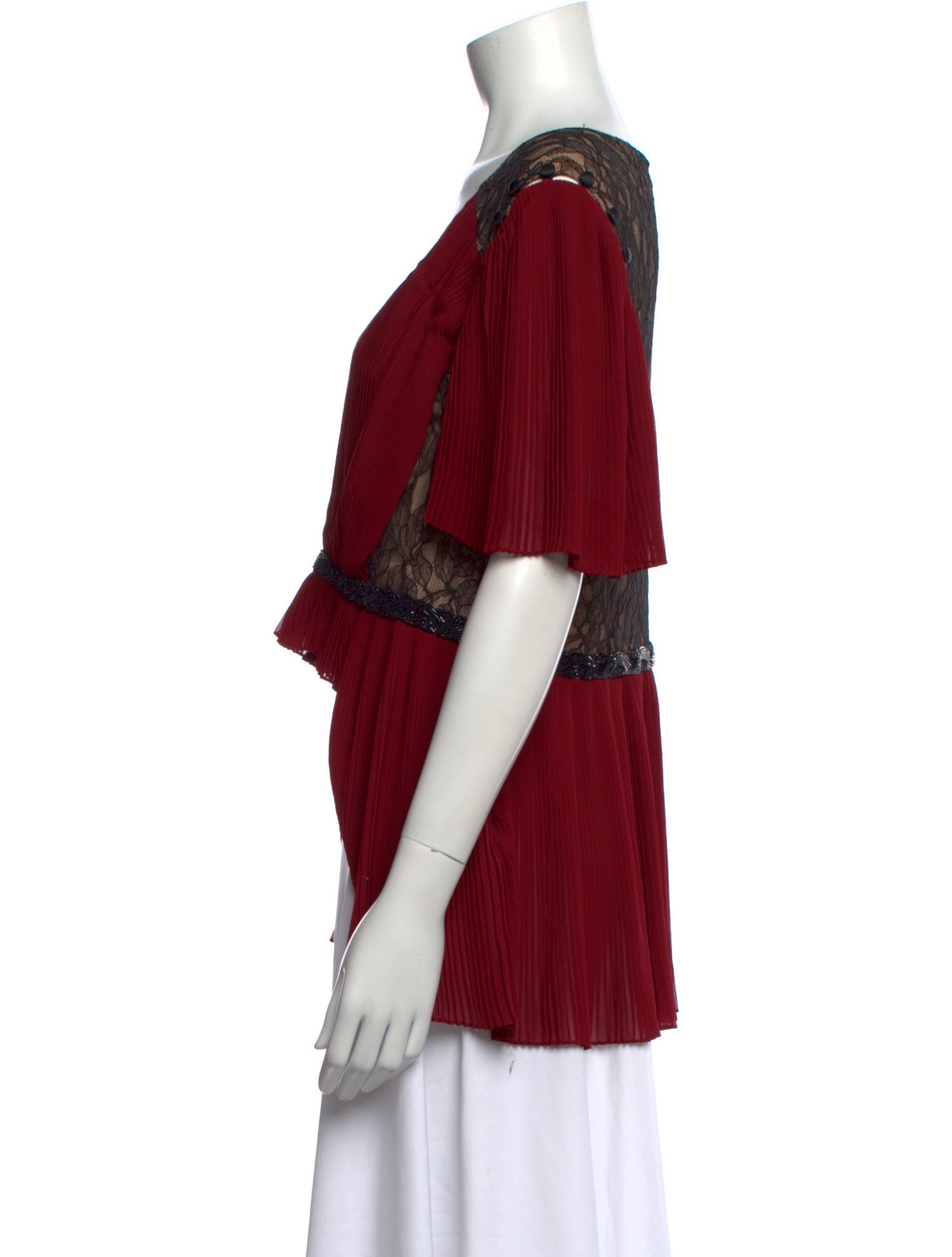 Prabal Gurung V-Neck Short Sleeve Crop Top