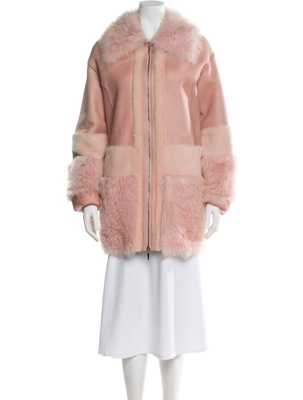 Prabal Gurung Shearling Colorblock Pattern Fur Co… - image 1