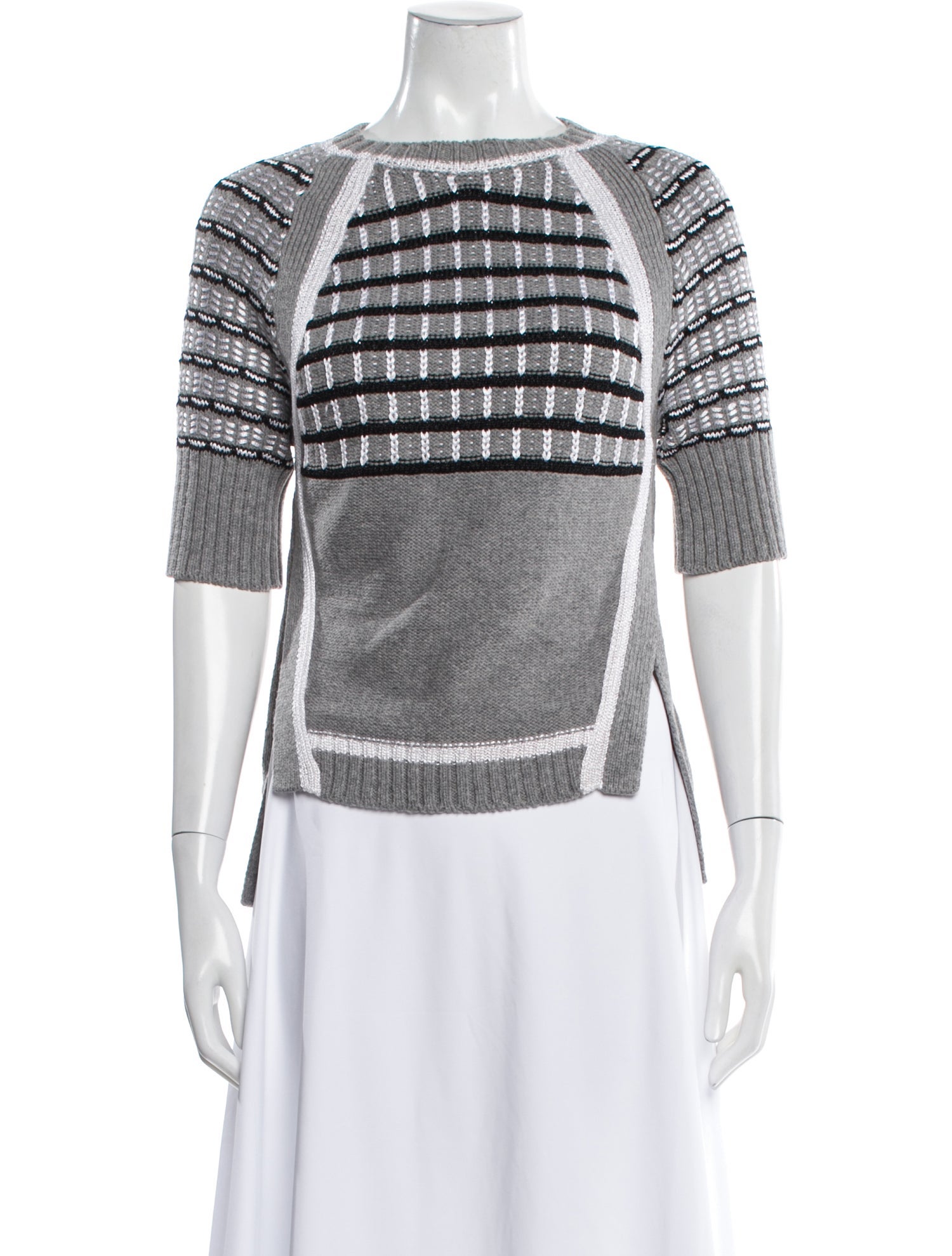 Prabal Gurung Plaid Print Bateau Neckline Sweater