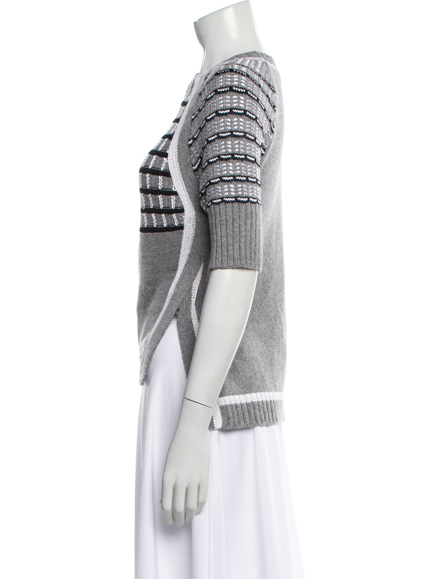 Prabal Gurung Plaid Print Bateau Neckline Sweater