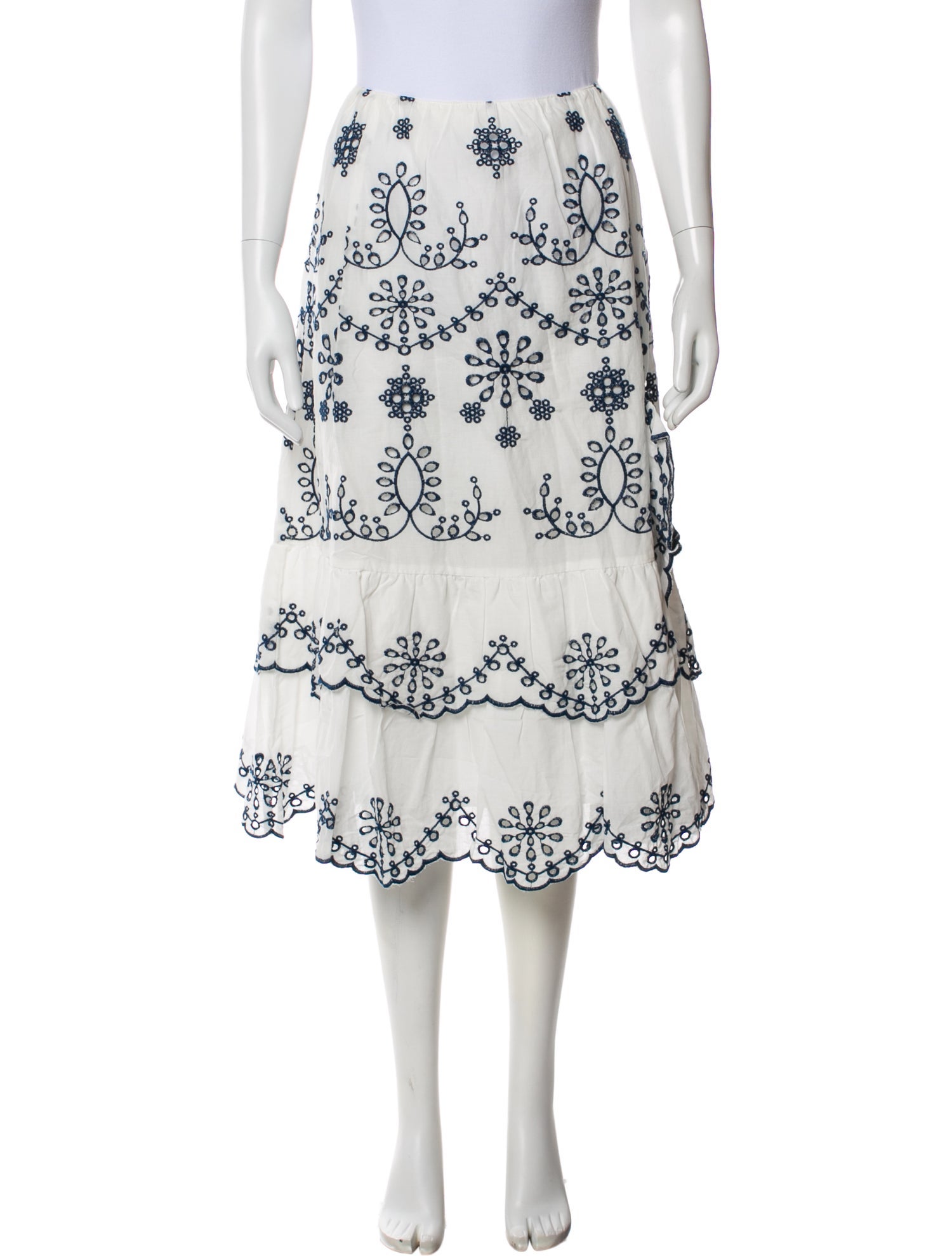 Prabal Gurung Lace Pattern Midi Length Skirt